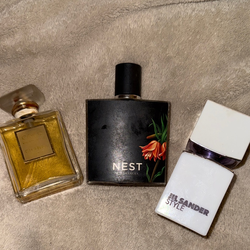 Chanel, Nest, and Jil Sander Perfume Trio 1.oz 50% used